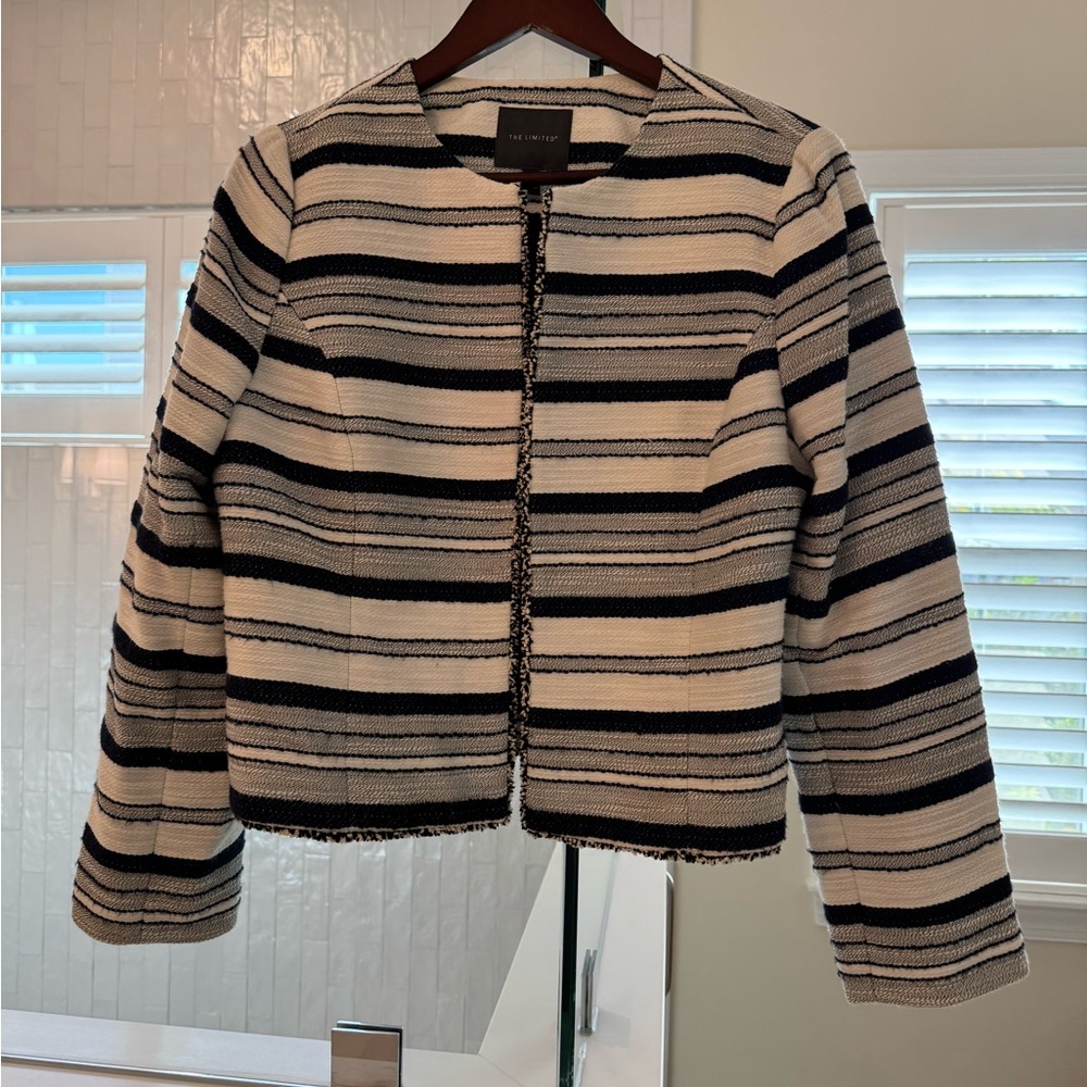 The Limited Navy and White Striped Blazer